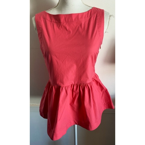 Kate Spade • Pink Sherbet Shore Thing Button Back Peplum Tank Top - Picture 3 of 10